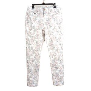 Seven7 Floral Skinny Jeans Womens 12 Beige High Rise Roses 90s Y2K Stretch Denim